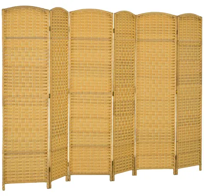 Image de Paravent 6 panneaux en fibres naturelles | Couleur : bois naturel | Dimensions : 270 x 1,7 x 180 cm