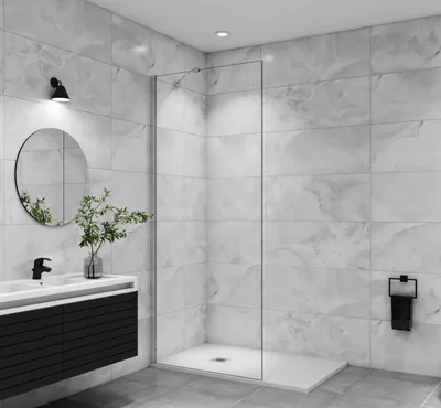 Produktbild von 90x185cm+45cm Stabilisator 6mm Nano Sicherheitsglas Walk in Duschwand Duschabtrennung Höhe 185cm