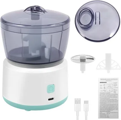 Produktbild von Elektrische Multifunktions-Choppper für die Küche, 225 ml, USB, drei-Blatt-Choppper, tragbar, elektrisch für Knoblauch, Zwiebeln, Fleisch, Schneiden