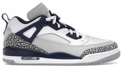 Imagen del producto de Jordan Spizike Low, color blanco, gris neutro, antracita y azul marino. Talla europea 45.5