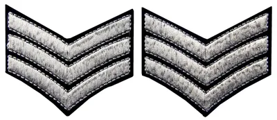 2er-Pack Schulterklappen mit Sergeantenstreifen, silber, 5 x 6,4 cm