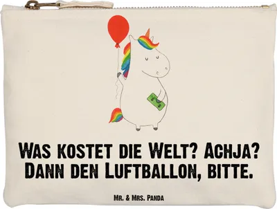 Produktbild von Mr. & Mrs. Panda Etui Einhorn Luftballon Grösse XL Große - Weiß - Geschenk, Federtasche, Einhörner, Schlampermäppchen, Mäppchen, Kulturbeutel, Freundin, Geld, Unicorn