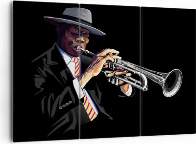 Produktbild von Bild auf Leinwand - Leinwandbild - Jazz Musik Musiker - 165x110cm - Wand Bild - Wanddeko - Leinwanddruck - Bilder - Kunstdruck - Wanddekoration - Leinwand bilder - Wandkunst - CE165x110-3588