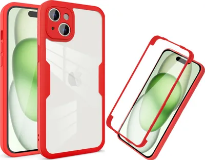 Image de Coque pour iPhone 15 Plus, protection complète à 360° avec protecteur d'écran intégré Rouge