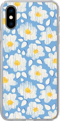 Produktbild von MuchoWow® Handyhülle Schutzhülle Hülle für Telefoonhoesje iPhone X Mädchen - Blumen - Blau - Muster - Mädchen - Kinder - Kinder - Kind Silikon Softcase Handy Hülle - Handyhülle