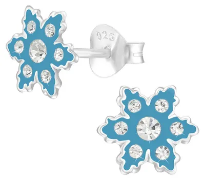 Produktbild von Ohrstecker Schneeflocke: 925 Silber Ohrringe Weihnachten