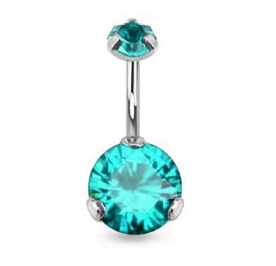Produktbild von Taffstyle Bauchnabelpiercing Bauchnabelpiercing Schmuck Stecker Doppel Kristall Kugel Innengewinde, Aqua