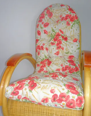 Produktbild von Rattani Auflage/Polster für Schaukelstuhl, Liegestuhl, Ersatzpolster Gr. 130 x 50 x 12 cm, Stoff Stoff Mirha Leinen Mohnblume