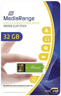 Image de MEDIA RANGE MR977 MediaRange USB Nano clé mémoire CLIP-ON - vert, 32GB