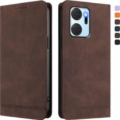 Produktbild von Hülle für Honor X7A, Retro Kunstleder Ständer Klapphülle mit Kartenfächer und Magnetische Braun