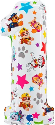 Obrázok produktu pre Fóliový balón číslo 1, Psi Patrol, 66 cm Grabo