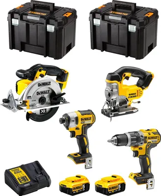 Produktbild von DeWALT Kit DWK402 (DCD796 + DCF887 + DCS331 + DCS391 + 2 x 5,0 Ah + DCB115 + 2 x TSTAK VI)