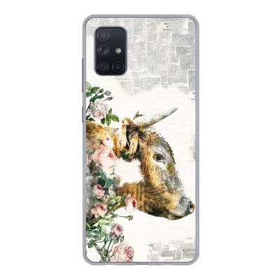 Produktbild von MuchoWow® Handyhülle Schutzhülle Hülle für Samsung Galaxy A71 Schottischer Highlander - Farbe - Blumen Silikon Softcase Handy Hülle - Kartenbesitzer