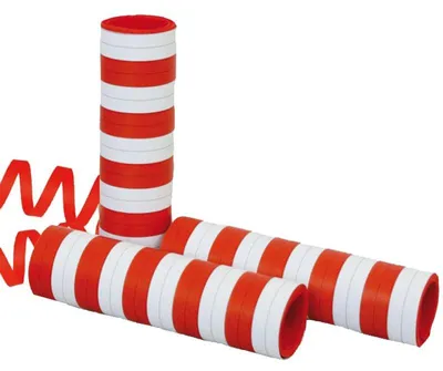 Produktbild von Papier Luftschlangen Rot und Weiß - 1 Rolle a 20 Wurf flammensicher