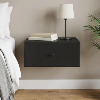 Immagine prodotto di vidaXL Comodino da parete Nero 49 x 34,5 x 20 cm