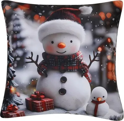 Image de Coussin de Noël XMAS SNOWMAN VII. 40x40 cm Mybesthome Variante : taie d'oreiller avec garniture, 40x40 cm
