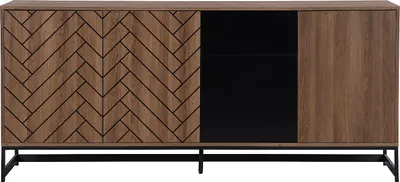 Produktbild von 3-türige Kommode mit 3 Schubladen, aus MDF - natur und schwarz - CARATANA