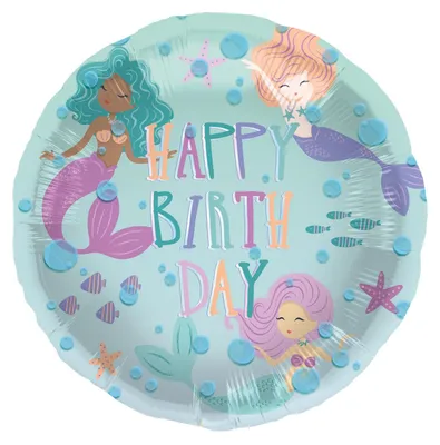 Produktbild von Meerjungfrauen-Geburtstagsdekoration blau mit irisierendem Glitzer - Folienballon - 45 cm