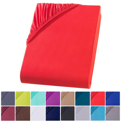 Produktbild von Mikrofaser Spannbettlaken 180-200x200 cm Spannbettuch Bettlaken Bettuch Laken, Rot