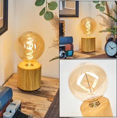 Produktbild von Bibbiena Tischlampe aus Holz in Naturfarben im skandinavischen/Boho-Design