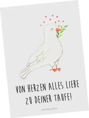 Produktbild von Mr. & Mrs. Panda Postkarte Taube Taufe - Weiß - Geschenk, Ansichtskarte, Fotokarte, Postkarten, Ansichtskarten, Grußkarte