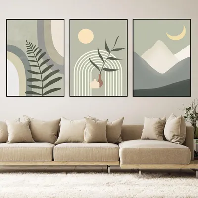Obrázok produktu pre Abstraktná obrazová maľba na plátne v boho štýle (3 kusy, rozmery 40 x 60 cm)