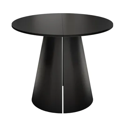 Produktbild von Runder Ausziehtisch LAVA, Tischdurchmesser 120 cm, Schwarz / Schwarz matt