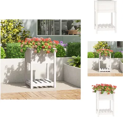 Immagine prodotto di vidaXL Fioriera con ripiano bianco 54x54x81 cm in legno di pino massiccio - Vasi e fioriere