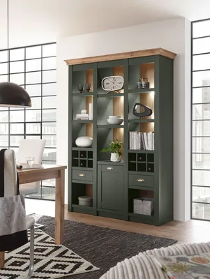Produktbild von Bücherregal Cambridge 147cm grün wotan eiche Buffetschrank Wohnzimmer Modern