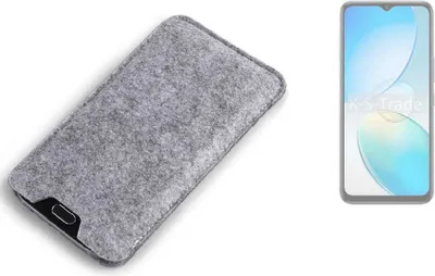 Produktbild von K-S-Trade Filz Handyhülle kompatibel mit Infinix Hot 12 Pro Schutzhülle Filztasche Filz Tasche Case Sleeve Handy Hülle Filzhülle grau