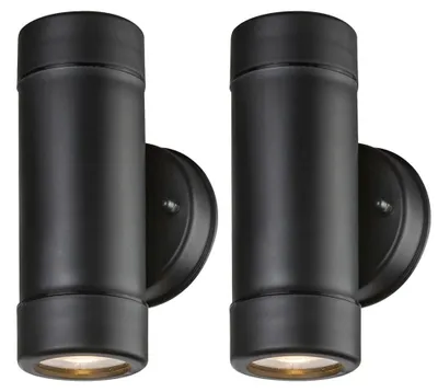 Produktbild von 2er Set LED Wandleuchten in Schwarz für den Garten COTOPA