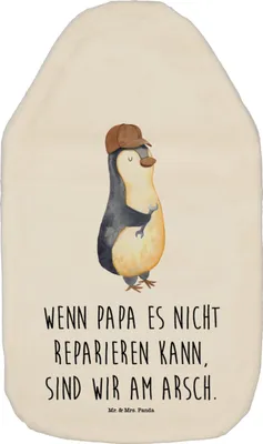Produktbild von Mr. & Mrs. Panda Wärmflasche Wenn Papa es nicht reparieren kann, sind wir am Arsch - Weiß - Geschenk, wärmebeutel, Vatertag, Wärmekissen, Vater, Bettflasche, Wärmflaschen