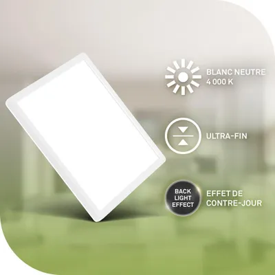 Image de Briloner Tava A Lampe de plafond à LED, CEE A source lumineuse*, plat, lumière indirecte, lampe de salon, panneau LED, lampe de cuisine, 29x29x3cm, blanc