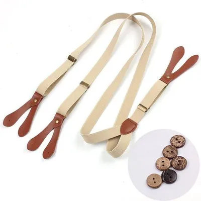 Produktbild von Somstyle Herrenhosenträger - 110 x 2 cm - Befestigung mit Knöpfen - Khaki