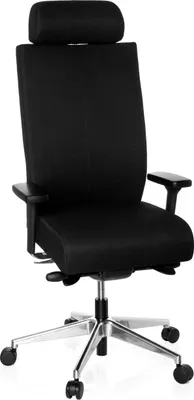 Produktbild von hjh OFFICE Profi Bürostuhl PRO-TEC XXL Ergonomischer Schreibtischstuhl mit Armlehnen (höhenverstellbar) Stoff Schwarz Drehstuhl für Büro, Zuhause