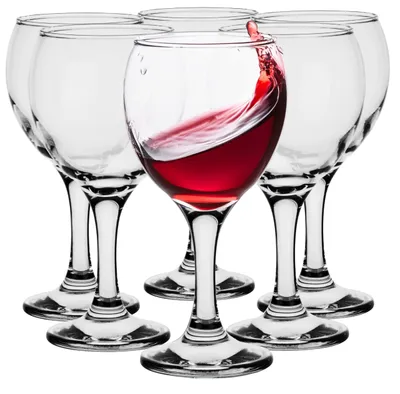 Weinglas-Set, 6 Stück, 220 ml, farbiger Boden, spülmaschinengeeignet