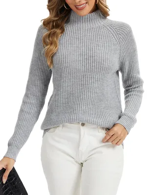 Produktbild von YUTILA Pullover Damen Stehkragen Warmer Grobstrick Strickpullover Langarm Weiche