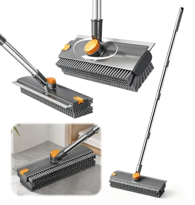 4-in-1 Schrubber mit Stiel, 360° drehbarer Bürstenkopf, Bad