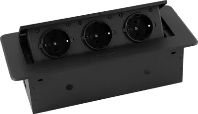 Produktbild von Tisch-Einbausteckdose McPower "TS-03S" 3-fach Steckdose, schwarz, 267x120x68mm