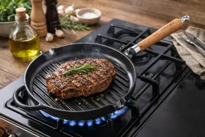 Produktbild von Ronneby Bruk Maestro Grillpfanne, Ø 28 cm, mit Eichenholzgriff