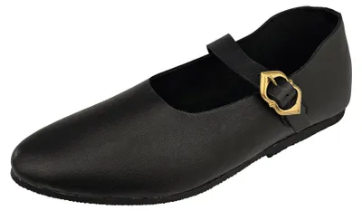 Produktbild von Mittelalter Schuhe Damen Schwarz Riemchenschuhe 38