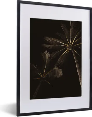 Produktbild von MuchoWow® Gerahmtes Poster Palme - Gold - Schwarz 30x40 cm - Poster mit Schwarzem Bilderrahmen Wandposter Rahmen Foto Bilder - Wandposter Schlafzimmer