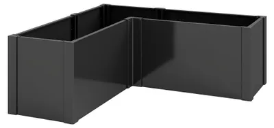 Produktbild von Hochbeet L-förmig Blumenhochbeet witterungsbeständig, Pflanzbeet Frühbeet aus Verzinkter Stahl 150 x 150 x 55 cm Schwarz