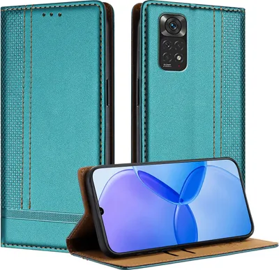 Produktbild von Handyhülle für Xiaomi Redmi Note 11s/Note 11 4G/Note 12S Leder Flip Klappbare Schutzhülle mit Standfunktion Grün