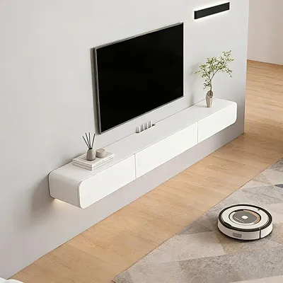 Imagen del producto de Mueble bajo para televisión, suspendido, con cajón, de 140 cm de largo, ideal para el salón