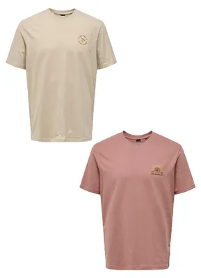 Produktbild von ONLY & SONS Bequemes T-Shirt 2er-Set Kurzarm Rundhalsausschnitt Casual Größe: XS