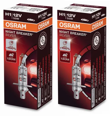 2er SET H1 55W OSRAM NIGHT BREAKER SILVER +100% Birne Lampe Scheinwerfer – Produktansicht