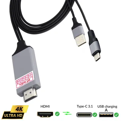 Produktbild von Schnellladekabel USB C auf HDMI Konverter 4K HD TV Adapter kompatibel mit Samsung Tablet