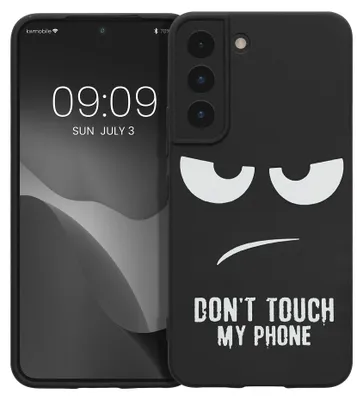 Produktbild von kwmobile Hülle kompatibel mit Samsung Galaxy S22 - Handyhülle Silikon Case - Don't touch my Phone Weiß Schwarz