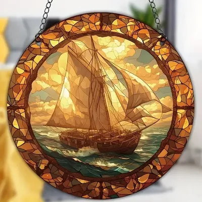 Produktbild von Sonnenfänger - Segelboot/XL aus Buntglas KP31610